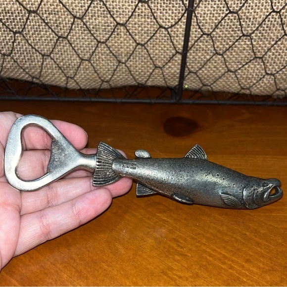 Pewter FishBottle Openers Moose Pewter MooseWineBottle Stopper WoodBottle Opener - Picture 5 of 8
